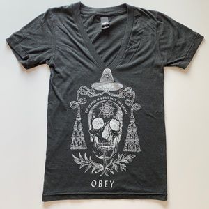 Obey grey  Vneck size xs